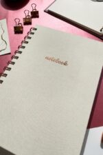 A5 Spiralli Sert Kapak Keten Düz Çizgisiz Tarihsiz Not Defteri Krem - Görsel 10